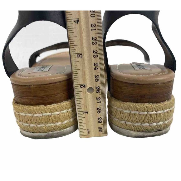 Steve Madden Espadrille Sandals Womens Size 9M Slingback Black Leather Open Toe - Picture 11 of 14